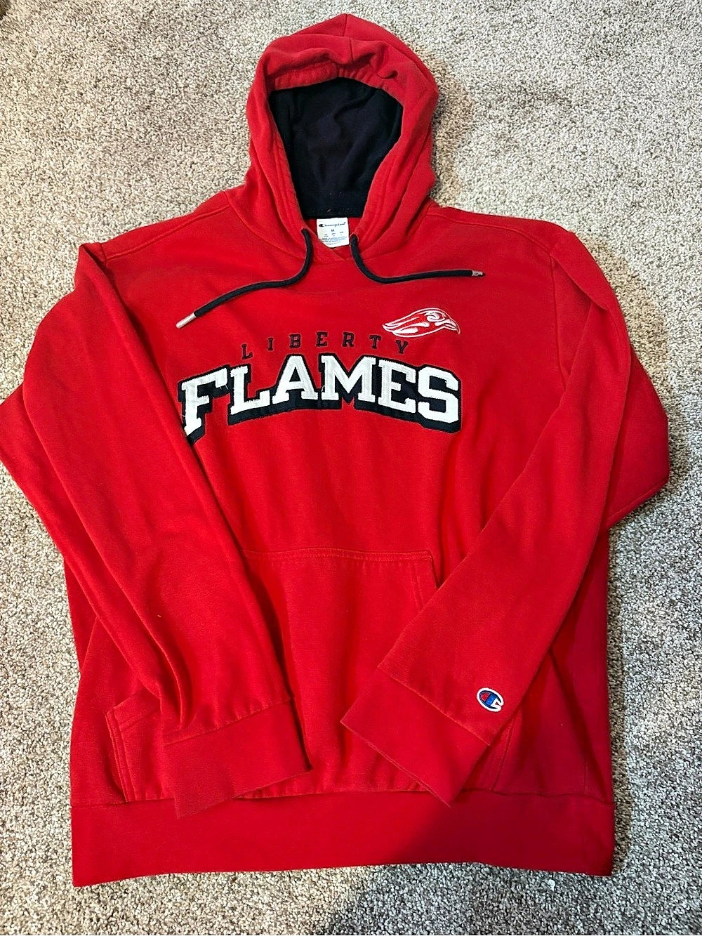 Champion Liberty Flames Champion Hoodie Red Size Medium with liberty Large tee